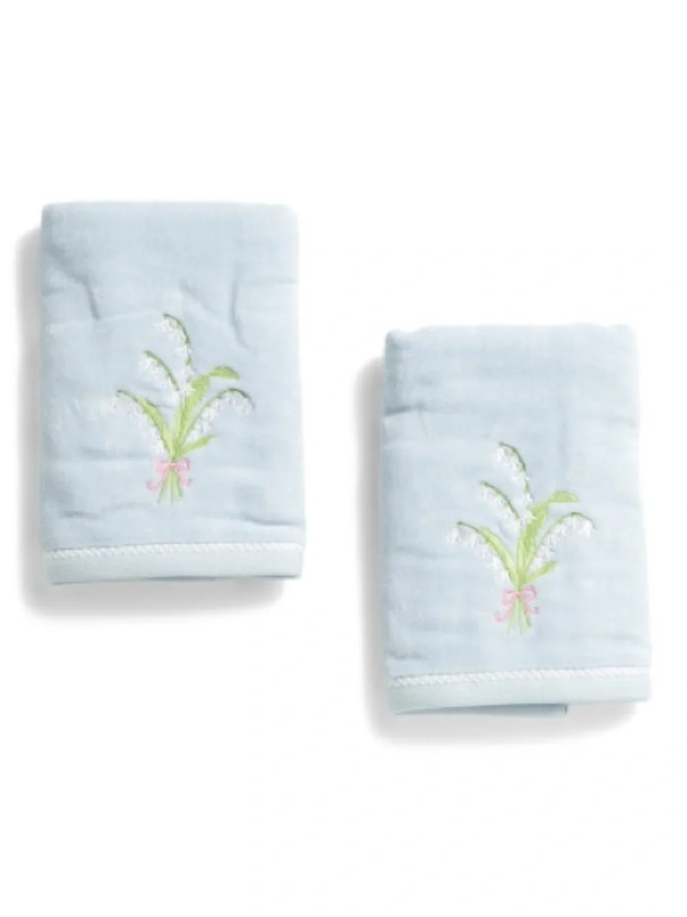 Kassatex Light Blue Towel with Floral lily of the valley Embroidery towels set